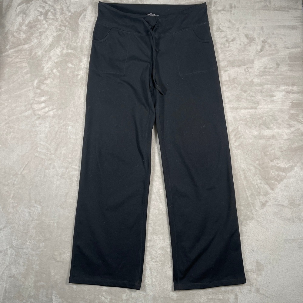 Zella Women's Pants Wide Leg Drawstring Athletic Pull On Activewear 6 Black